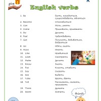 20 common English verbs, exercises